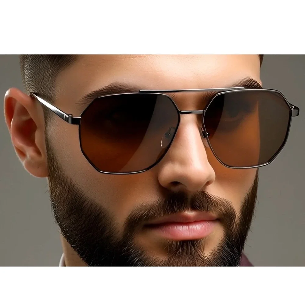 Rimless Sunglasses Men Fashion Designer Polygon Sunglasses Driving Fishing Gafas